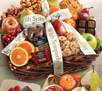 With Sympathy Fruit & Sweets Gift Basket