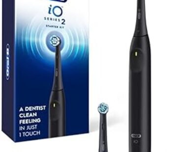 Oral-B iO Series 2 Rechargeable Electric Powered Toothbrush Starter Kit, Night Black with 2 Brush He