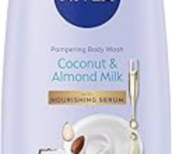 NIVEA Coconut and Almond Milk Body Wash with Nourishing Serum, 20 Fl Oz Bottle