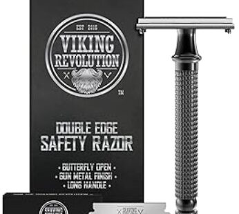 SHAVING REVOLUTION Double Edge Safety Razor Men + 10 Blades – Butterfly Open Razor with 10 Japanese