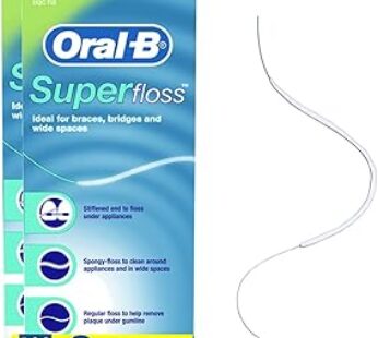 Oral-B Dental Floss for Braces, Super Floss Pre-Cut Strands, Mint, 50 Count, Pack of 2