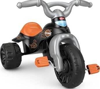 Fisher-Price Harley-Davidson Toddler Tricycle Tough Trike Toy Bike with Handlebar Grips & Storage fo