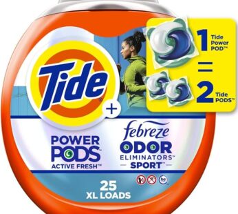 Tide Power Pods Laundry Detergent Pacs with Febreze Sport, 25 Count, Febreze Freshness with Sport Od