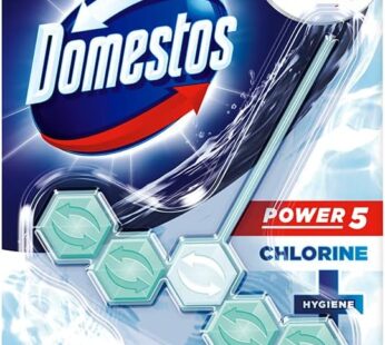 Domestos Power 5 Toilet Rim Block| Chlorine Based Toilet Rim Block For A Fresh & Germ-Free Toilet| Limescale Removal with Long Lasting Fragrance Up To 300 Flushes| Shine & Hygiene| 55gm