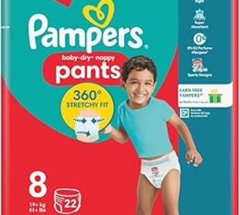 Pampers Baby-Dry Nappy Pants Size 8, 22 Nappies, 19kg+, Essential Pack