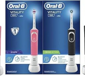 Oral-B Vitality D100 Black and Pink 1+1 Free Bundle Electric rechargeable toothbrush, with UAE 3 pin