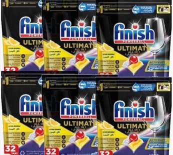 Finish Powerball Ultimate Dishwasher Detergent Tablets for Ultimate Clean & Shine, 192 Tabs (32 Tabs