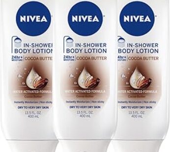 Nivea Body Cocoa Butter In Shower Lotion, Lotion for Dry Skin, 13.5 Fl Oz (Pack of 3)