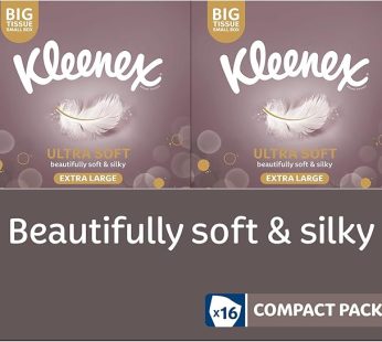 Kleenex Ultra Soft Extra large Tissue in 16 Compact Boxes – Our Softest Tissue – Supremely Soft And Silky Tissues Designed With Luxury In Mind