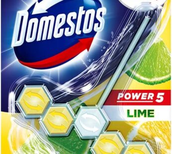 Domestos Power 5 Toilet Rim Block| Lime Scented Toilet Rim Block For A Fresh & Germ-Free Toilet| Lim