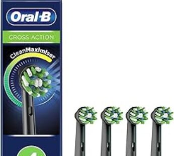 Oral-B Crossaction Electric Toothbrush Replacement Brush Head Refills, Black, 4 Count (Pack of 1)