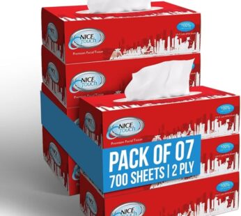 Nice Touch Facial Tissue, 2 Ply x 7 Slim and Compact Car Tissue Boxes Pack of 100 Sheets each, Soft