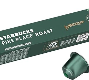 Starbucks Pike Place Roast By Nespresso Medium Roast Coffee Capsules, Tube of 10 Servings