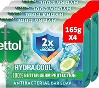 Dettol Hydra Cool Antibacterial Bar Soap, Cucumber & Icy Menthol Fragrance for Effective Germ Protec