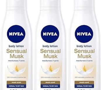 NIVEA Sensual Musk Body Lotion, Musk Scent, Normal to Dry Skin, 3x250ml