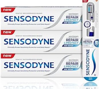 Sensodyne Sensitive Teeth Regime Kit with 3 Repair and Protect Whitening Toothpaste 1 Soft Toothbrus