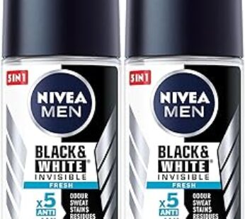 NIVEA MEN Antiperspirant Roll-on for Men, Black & White Invisible Protection Fresh, 2x50ml