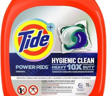 Tide Hygienic Clean Heavy 10x Duty Power PODS Laundry Detergent Pacs, Original, 76 count, For Visibl