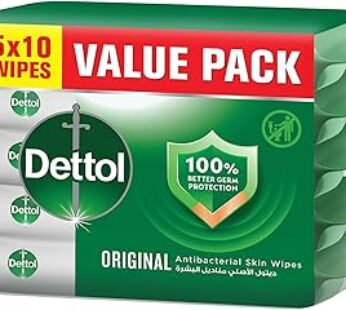 Dettol Original Antibacterial Skin Wipes for Use on Hands, Face, Neck etc, Protects Against 100 Illn