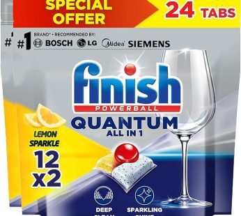 Finish Quantum All-In-One Ultimate Dishwasher Tablets, Lemon Sparkle, 12 Tablets (Twin Pack)