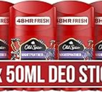 Old Spice Nightpanther Deodorant Stick for Men, 6 x 50 ml, 48H Fresh, Long-Lasting Fragrance in Perf