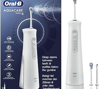 Oral-B AquaCare 6 Wireless Oral Irrigator, 3 Replacement Nozzles, Interdental Cleaner, Gentle Teeth