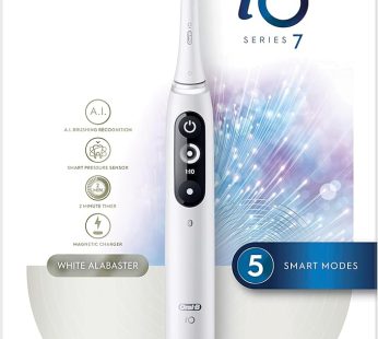 Oral-B iO7 Electric Rechargeable Toothbrush, 1 White handle with revolutionary magnetic technology,