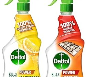 Dettol All Purpose Cleaner (Lemon) with Kitchen Cleaner (Orange Burst) Trigger Spray, 500 ml (Pack o