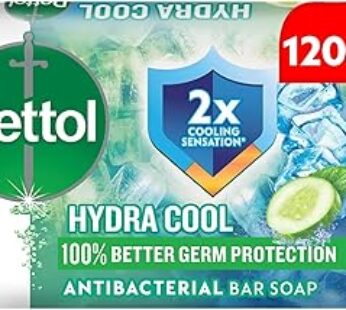 Dettol Hydra Cool Antibacterial Bar Soap, Cucumber & Icy Menthol Fragrance for Effective Germ Protection & Personal Hygien…