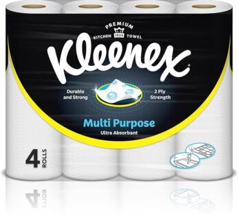 Multi Purpose Kitchen Tissue Paper Towel, 2 PLY, 4 Rolls x 40 Sheets, Absorbent Towels for all Surfaces