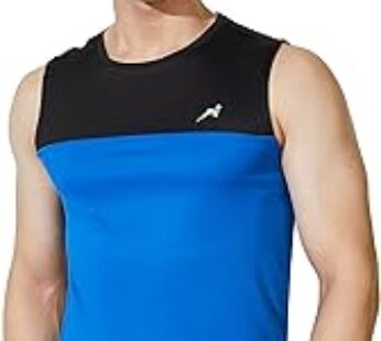 Amazon Brand – Symactive Men Color Block Regular Fit Sleeveless Sports T-Shirt (Aw17-Sysp-05C_Black_