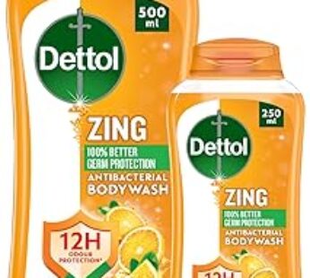 Dettol Zing Antibacterial Bodywash, 10X Better Odour Protection, 100% Better Germ Protection, Orange