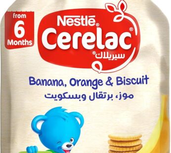 Cerelac Nestly Cerelac Fruits Puree Pouch Banana Orange Biscuit 90G (Pack Of 1), large