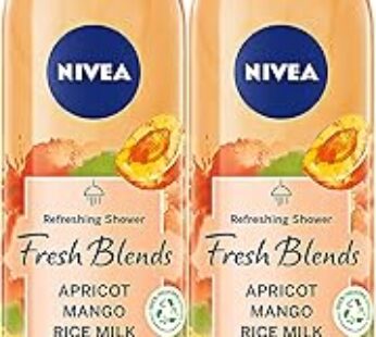 NIVEA Shower Gel Body Wash, Cleansing Fresh Blends Apricot & Mango and Rice Milk, 2x300ml