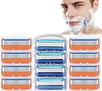 Azonee 12pcs Razor Blade Shaving Razor Blade Refills for Gillette Fusion 5, Men’s Safety for Shaving