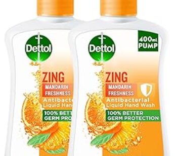 Dettol Zing Mandarin Freshness Liquid Hand Wash for Effective Germ Protection & Personal Hygiene, Protects Against 100 Ill…