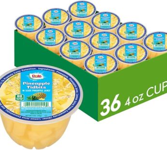 Dole Pineapple In 100% Pineapple Juice, Individual Serving, 4-Ounce Containers (Pack of 36)