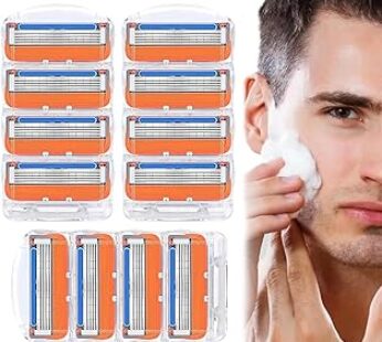 12 PCS Razor Blade Shaving, Razor Blade Refills for Gillette Fusion 5, 5 Layers Razor Blade for Long