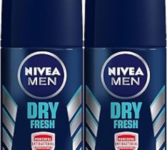 NIVEA MEN Antiperspirant Roll-on for Men, 48h Protection, Dry Fresh Antibacterial, 2x50ml