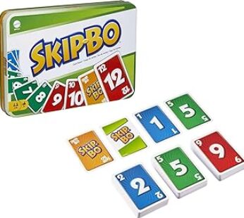 Mattel Games Skip-Bo Card Game for Kids, Adults & Family Night, Travel Game in Collectible Storage T