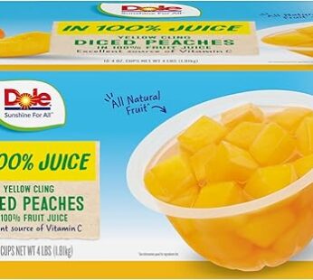 Dole Fruit Bowls, Diced Peaches, 16 Count, 4 Ounce Cups