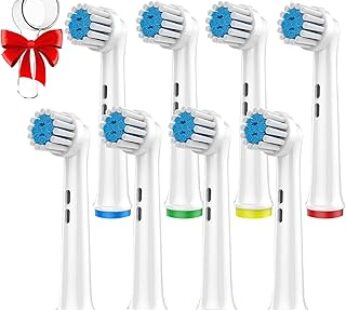 HURKEYE Replacement Toothbrush Heads Compatible with Oral B, 8 Pack Soft Electric Toothbrush Heads &