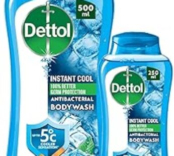 Dettol Cool Shower Gel & Body Wash for Men, Menthol & Eucalyptus Fragrance for Effective Germ Protec