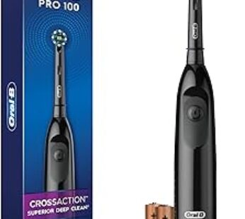 Oral-B Pro 100 CrossAction, Battery Powered Toothbrush, Black, 1 Count (Pack of 1)