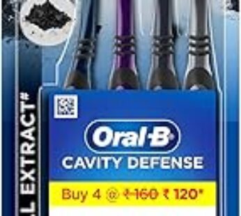 Oral-B Cavity Defense Deep Clean + Whitening Toothbrush with Charcoal Extract Bristles, Tongue Clean