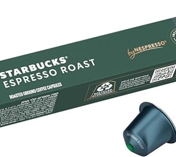 Starbucks Espresso Roast By Nespresso Dark Roast Coffee Capsules, Tube of 10 Servings