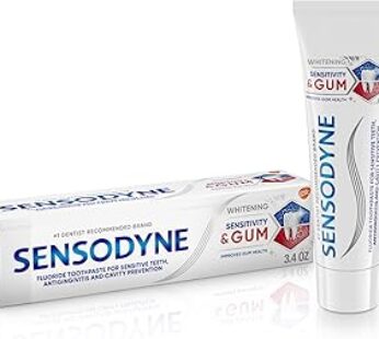 Sensodyne Sensitivity & Gum Whitening Toothpaste, Toothpaste for Sensitive Teeth & Gum Problems, 3.4