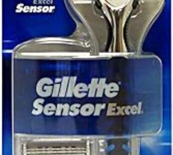 Gillette Sensor Excel Men’s Razor + 3 Razor Blade Refills, Self-Adjusting Twin Razor Blades, Fit All