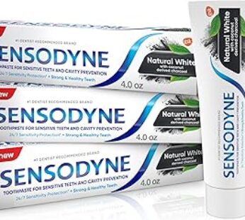 Sensodyne Natural White Whitening Toothpaste, Charcoal Toothpaste for Whitening Teeth, Mint – 4 oz (