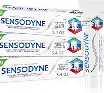 Sensodyne Toothpaste Sensitivity Gum and Enamel, Triple Protection, Refreshing Fluoride Toothpaste,